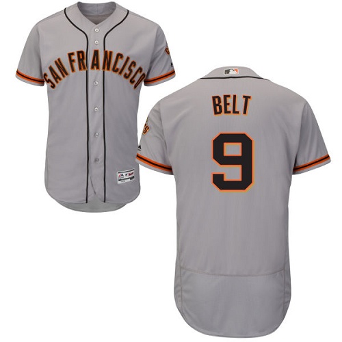 Giants #9 Brandon Belt Grey Flexbase Authentic Collection Road Stitched MLB Jersey